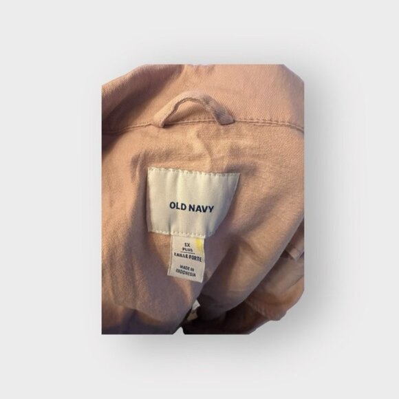 Women’s Old Navy 1X Abalone Pink Twill Canvas Moto Zip Jacket 14 16 - Picture 9 of 10